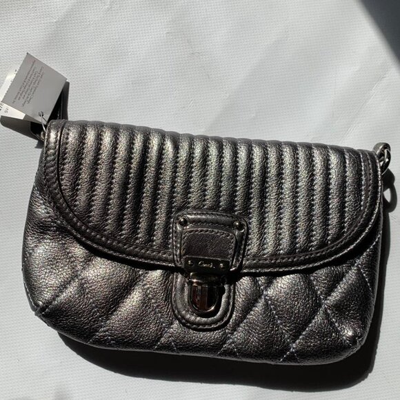 Coach Pop Quilt Leather Crossbody Purse – Dark Silver, Brand New with Tags - Picture 1 of 9